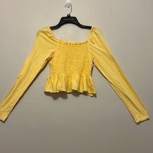 Truly Madly‎ Deeply Fairy Romantic Off Shoulder Yellow Ruffle Smocked Crop Top M